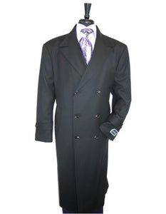 Mens Top coat Mens Dress Coat Double Breasted 100% Wool Jet Black Overcoat