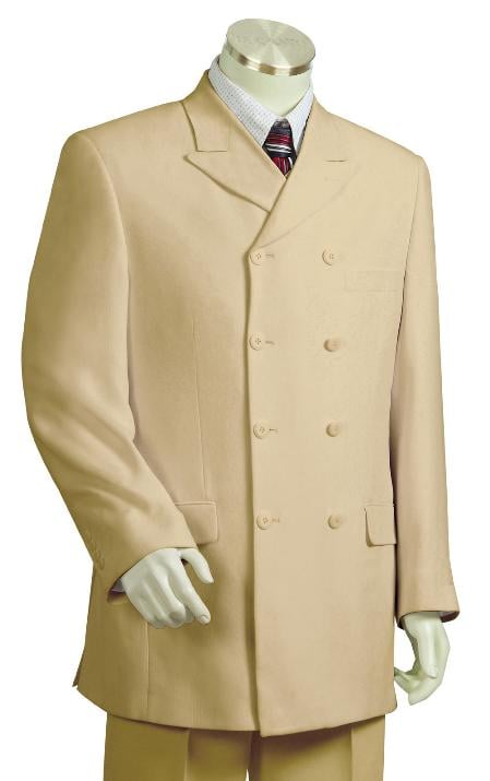 Men's Triple Breasted 8 Button Wide Leg Taupe Fashion Suit Double Breasted Suit Wide leg Pants Style