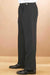 Men's Classic Fit Solid Black Adjustable Waist Polyester Pleated Tuxedo Pants unhemmed unfinished bottom
