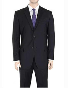 Authentic Braveman Men's Two Buttons Regular Fit Black Solid Suit With Flat Front Pant