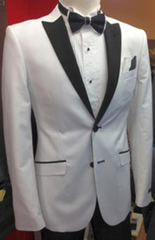 Men's White Suit with White Peak Lapel Slim Fit