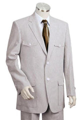 Sear Sucker Suit Safari Style Men's Fashion Seersucker Sear sucker suit in Soft 100% Cotton Blue Leisure Casual Suit For Sale