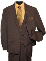 Mens Two Button Dark Brown Vested Suit