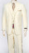 Men's 3 Piece Regular Fit  Vest Poly Poplin Cream Dress Suit