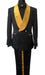 Mens Two Button Double Breasted Shawl Lapel Slim Fit Black And Gold Suit