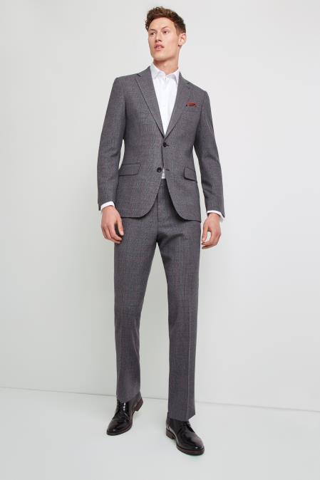 Men's Two Button  Grey with Red