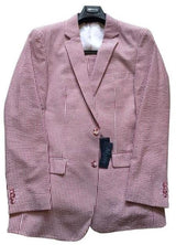 Seersucker Suit Mens Red/White Cotton Blend Modern Fit Suits