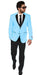 2BW2 Sky Light Blue ~ Baby Pastel Color With Black Lapel Tuxedo With Black Vest & Black Pants Vested 3 Pieces