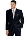Reg: $1295 No Pleated Flat Front Pants With 2 Button Solid Black Jacket Affordable Cheap Priced Men's Dress Suit For Sale