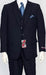 Men's Dark Navy 3 Piece Regular Fit Poly Poplin  Vested Dress Suit - Dark Blue Suit Color