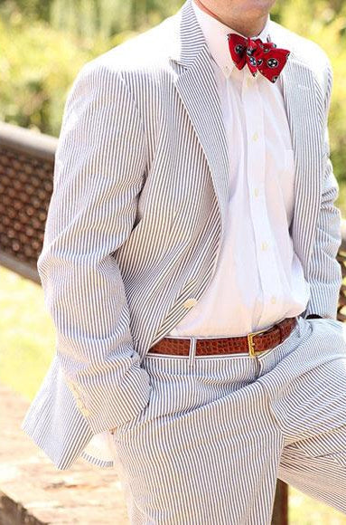 Men's Two Buttons 100% Cotton Grey/White seersucker ~ sear sucker Suit Available Big and Tall Sizes