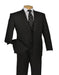 2TR Classic Fit - Executive Cut Poly-rayon Executive Pure Solid Black Suit Notch Collar Pleated Pants