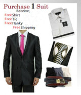 Men's 2 Button Black Shark Skin Suit SHINNY - Dress Shirt, Free Tie & Hankie Package Combo ~ Combination