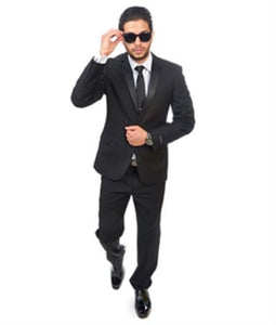 Slim Fitted Skinny Tapered Men's Slim Fit 2 Button Tuxedo Black Slim Fit Black Tuxedo - Skinny Fit Tuxedo