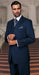 Pleated Pants Suit - Indigo Blue Vested 2 Buttons Regular Fit Suit - Classic Fit