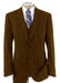 Men's 2 Button Wool Vested Brown Suit with Pleated Trousers