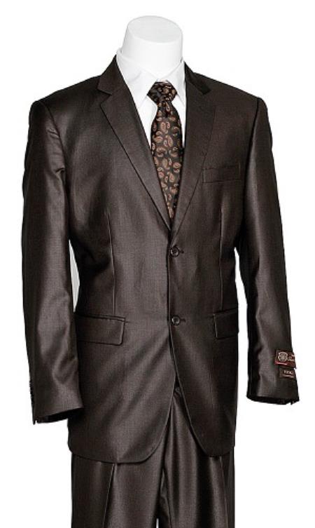 Retail $1295  Flat Front No Pleated Pants & 2 Button Brown Suits On Sale  2 Piece Suits - Two piece Business suits main image 0
