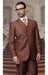 Men's Copper Two Buttons Vested Wool Tailored Fit Suit