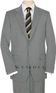 High-Quality 2 Button Light Gray Suit Wide Leg 22 Inch Pleated Pants  Side Vented Jacket