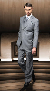 Classic 3PC 2 Button Suit Super 150's 1 Pleat Pants Italian Fabric Gray