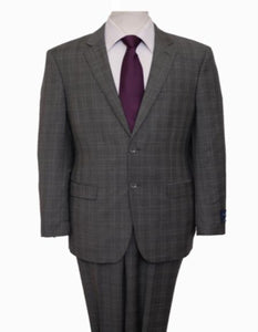 Reg Price Reg Price $795 Designer Affordable Inexpensive Authentic 100% Wool Suit 2 Button Side Vent Jacket Flat Front Pants Wool Classic Dark-Gray