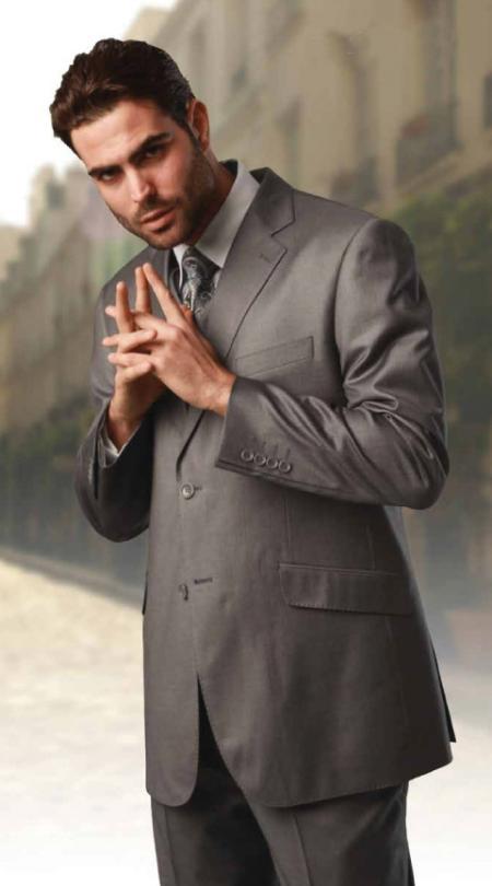 New York Man Italian Designer Gray 2 Piece Suit (available in Slim or Modern fit)