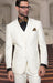 Notch Lapel Two Buttons Side Vented Vested No Pleated Pants Off-Whtie 3 Piece Suits Regular Fit Pick Stitched Pleated Pants 2 Button Jacket