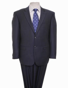 Reg Price $795 Designer Affordable Inexpensive Authentic 100% Wool Suit 2 Button Side Vent Jacket Flat Front Pants Wool Classic Dark Navy