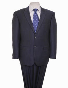 Reg Price $795 Designer Affordable Inexpensive Authentic 100% Wool Suit 2 Button Side Vent Jacket Flat Front Pants Wool Classic Dark Navy