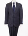 Dark Navy 2 Button Side Vent Authentic Wool Classic Suit with Flat Front Pants Dark Blue Suit