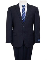 Reg Price $795 Designer Affordable Inexpensive Authentic 100% Wool Suit 2 Button Side Vent Jacket Flat Front Pants Birdseye Dark Navy