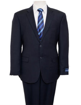 Reg Price $795 Designer Affordable Inexpensive Authentic 100% Wool Suit 2 Button Side Vent Jacket Flat Front Pants Birdseye Dark Navy