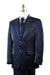 Men's 3 Piece Unique Dark Navy 2 Button Trimmed Pleated Pants Vested Suits Fashion Tuxedo For Men