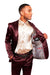 Mens Two Buttons Peak Lapel Suit Red ~ Burgundy