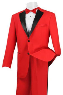 Men's Stylish 2 Button Tuxedo Red and Black  - Red Tuxedo
