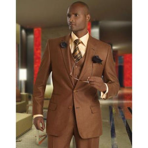 Solid Vested 3pc 2 Button Copper~Rust Suit - Three Piece Suit