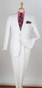 Men's 2 Piece Two Buttons Side Vents Regular Fit Linen White Suit - Mens Linen Suit