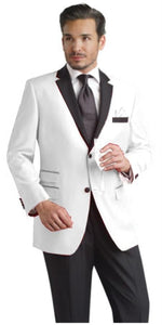 White Two Toned Kids Sizes 2 Buttons Party Cheap Priced Business Suit Perfect For Boys Wedding Outfits Clearance Sale & Tuxedo & Dinner Jacket Blazer W/ Black + Free Pant