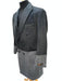 Mens Two-Tone Double-Breasted Overcoat in Black and Charcoal Gray Wool Fabric Topcoat