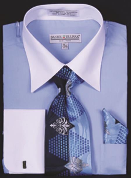 Mens Two Tone French Cuff Blue Shirts MensUSA Mens Two Tone French Cuff Blue Shirts MensUSA