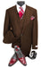 Mens Urban Dark Brown Suit - Double Breasted Vest Pleated Pants