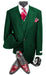 Mens Urban Hunter Green Suit - Double Breasted Vest Pleated Pants