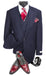 Mens Urban Navy Suit - Double Breasted Vest Pleated Pants