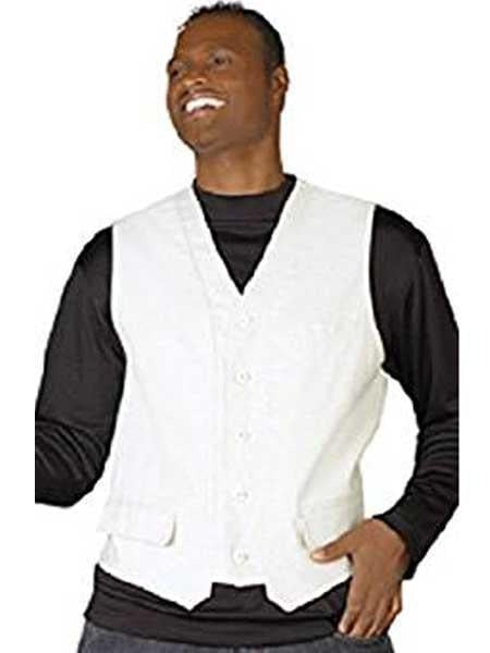 Men's White 5 Buttons V-Neck Fashion Dress Tuxedo Wedding Vest ~ Waistcoat ~ Waist coat