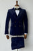 Mens Velvet Suit - Slim Fit  Double Breasted Suit - Blazer and Pants R-Blue