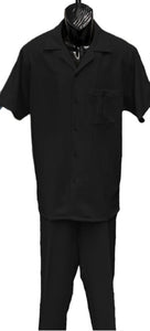 Mens Walking Suit - Big and Tall Casual Suit - Black Suit Up to 6XL + Pants