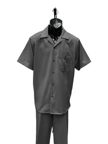 Mens Walking Suit - Big and Tall Casual Suit - Grey Suit Up to 6XL Pants