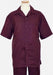 Men'S Short Sleeves French Cuffs Summer Casual Two Piece Mens Walking Outfit For Sale Pant Sets Casual Suit Purple