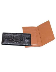 Men's Genuine Hornback Crocodile Checkbook Wallet Black,Cognac