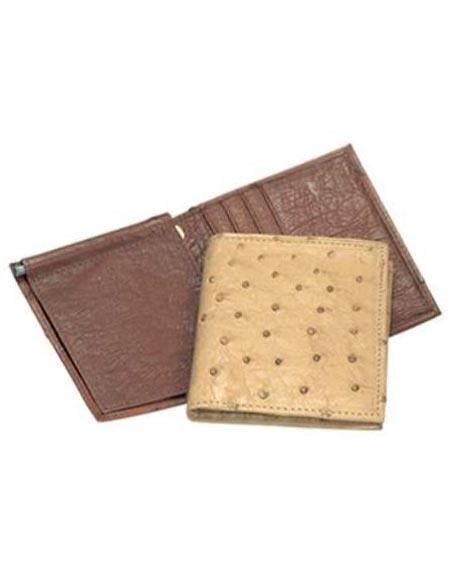 Men'S Genuine Exotic Animal Skin Ferrini Genuine Smooth Ostrich Wallet Dark Bown